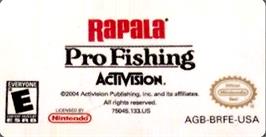 Top of cartridge artwork for Rapala Pro Fishing on the Nintendo Game Boy Advance.