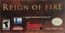 Top of cartridge artwork for Reign Of Fire on the Nintendo Game Boy Advance.