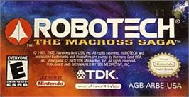 Top of cartridge artwork for Robotech: The Macross Saga on the Nintendo Game Boy Advance.