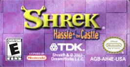 Top of cartridge artwork for Shrek: Hassle at the Castle on the Nintendo Game Boy Advance.
