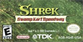 Top of cartridge artwork for Shrek: Swamp Kart Speedway on the Nintendo Game Boy Advance.
