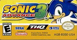 Top of cartridge artwork for Sonic Advance 3 on the Nintendo Game Boy Advance.