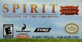 Top of cartridge artwork for Spirit: Stallion of the Cimarron on the Nintendo Game Boy Advance.