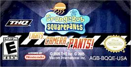 Top of cartridge artwork for Spongebob Squarepants - Lights, Camera, Pants! on the Nintendo Game Boy Advance.