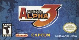 Top of cartridge artwork for Street Fighter Alpha 3 on the Nintendo Game Boy Advance.