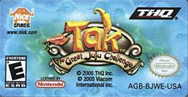 Top of cartridge artwork for Tak - The Great Juju Challenge on the Nintendo Game Boy Advance.