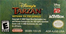 Top of cartridge artwork for Tarzan: Return to the Jungle on the Nintendo Game Boy Advance.