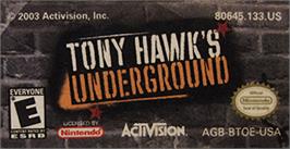 Top of cartridge artwork for Tony Hawk's Underground on the Nintendo Game Boy Advance.