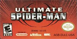 Top of cartridge artwork for Ultimate Spider-man on the Nintendo Game Boy Advance.