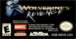 Top of cartridge artwork for X2: Wolverine's Revenge on the Nintendo Game Boy Advance.