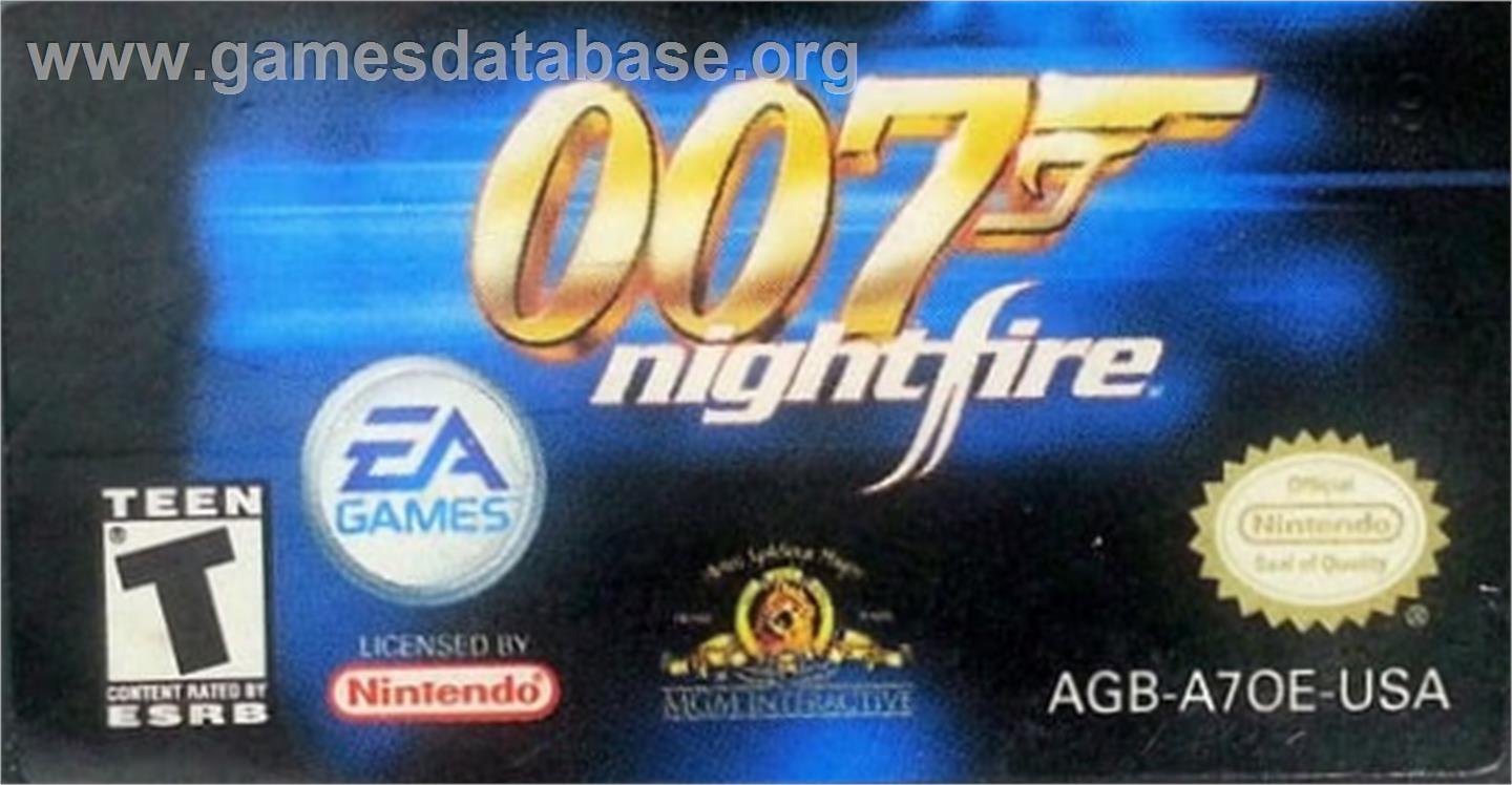 007: Nightfire - Nintendo Game Boy Advance - Artwork - Cartridge Top