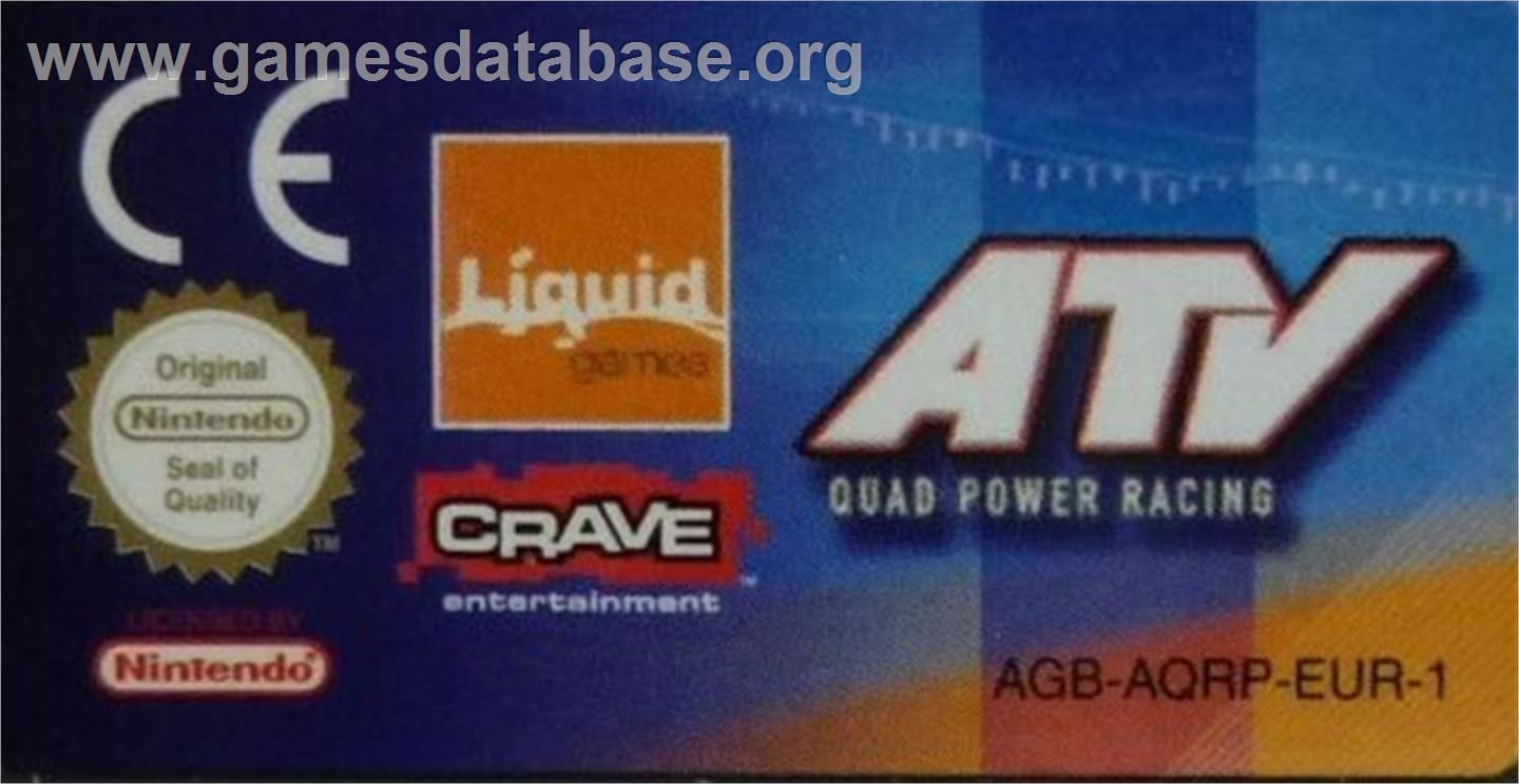 ATV: Quad Power Racing - Nintendo Game Boy Advance - Artwork - Cartridge Top
