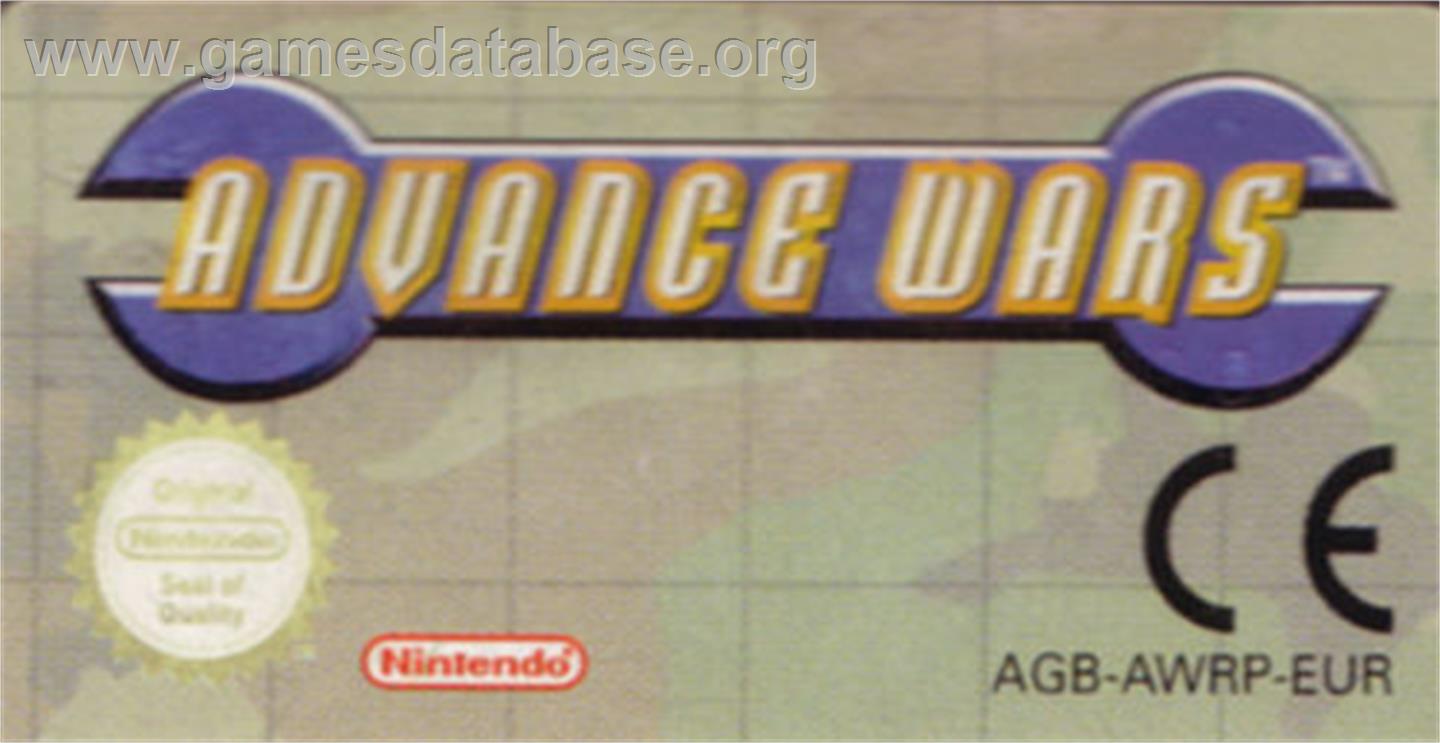 Advance Wars - Nintendo Game Boy Advance - Artwork - Cartridge Top