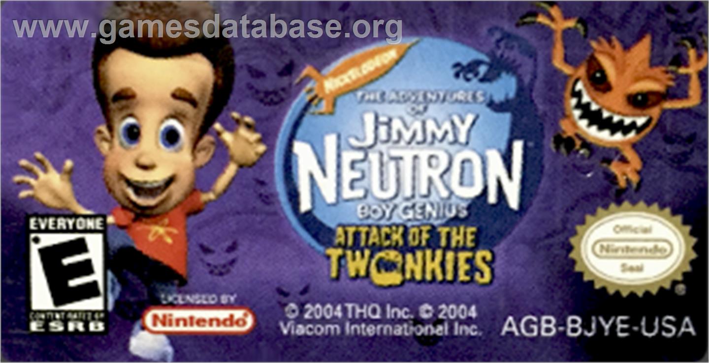 Adventures of Jimmy Neutron: Boy Genius - Attack of the Twonkies - Nintendo Game Boy Advance - Artwork - Cartridge Top