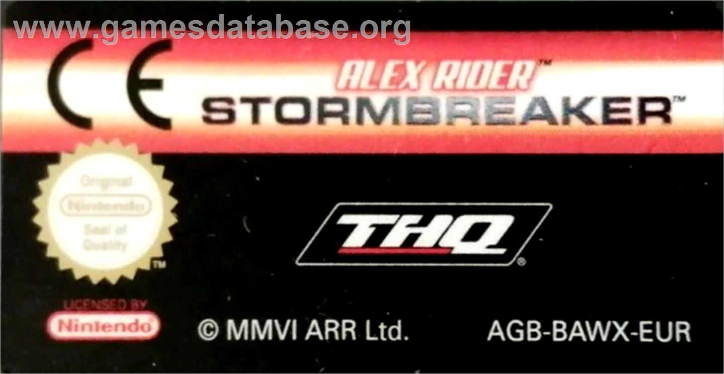 Alex Rider - Stormbreaker - Nintendo Game Boy Advance - Artwork - Cartridge Top