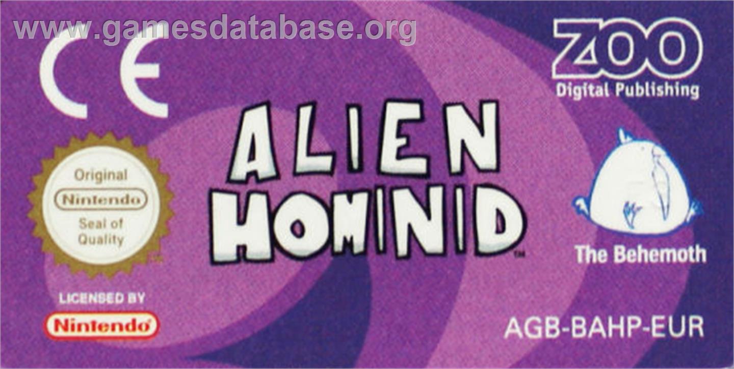 Alien Hominid - Nintendo Game Boy Advance - Artwork - Cartridge Top