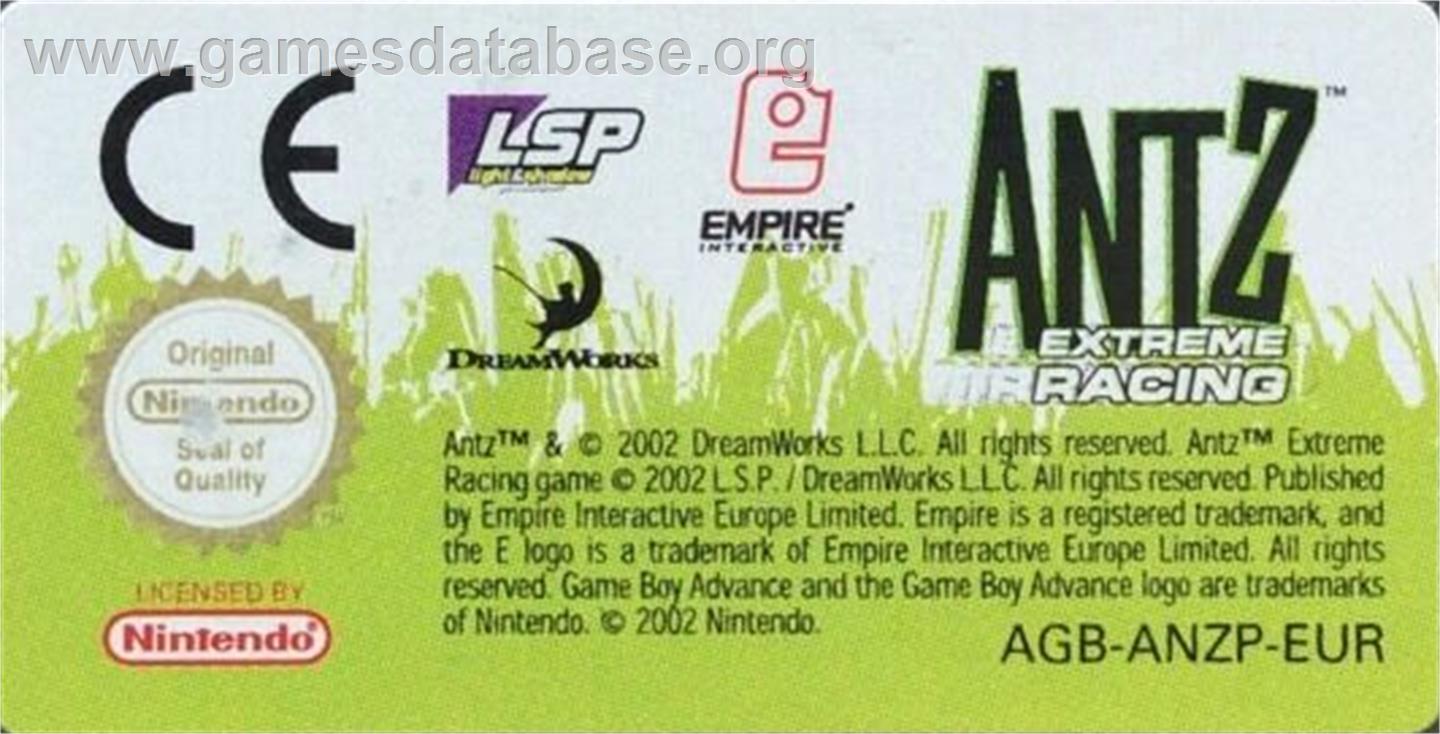 Antz Extreme Racing - Nintendo Game Boy Advance - Artwork - Cartridge Top