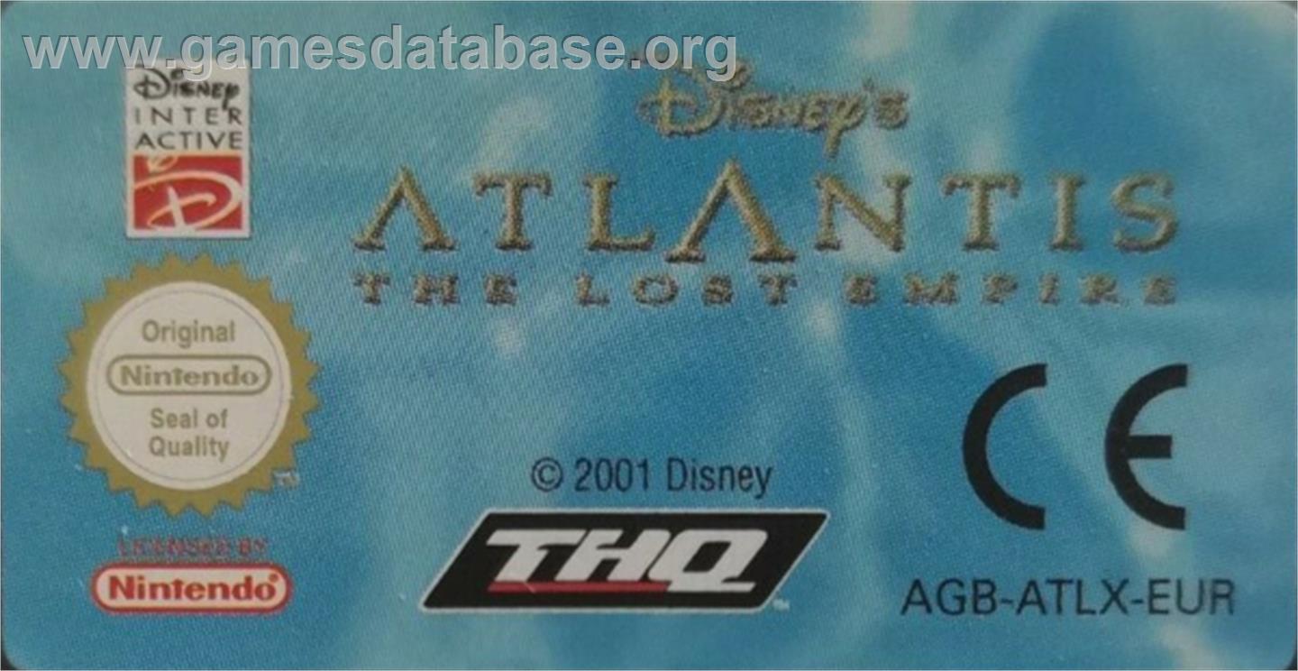 Atlantis: The Lost Empire - Nintendo Game Boy Advance - Artwork - Cartridge Top