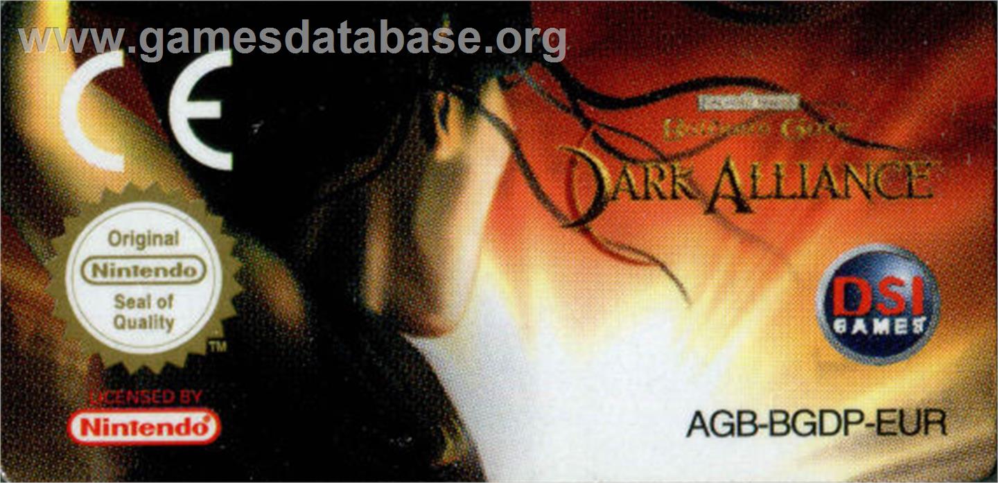 Baldur's Gate - Dark Alliance - Nintendo Game Boy Advance - Artwork - Cartridge Top