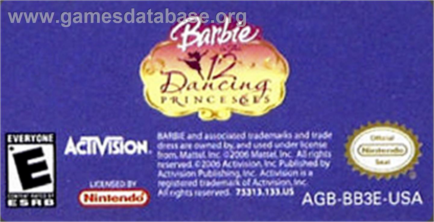 Barbie in The 12 Dancing Princesses - Nintendo Game Boy Advance - Artwork - Cartridge Top