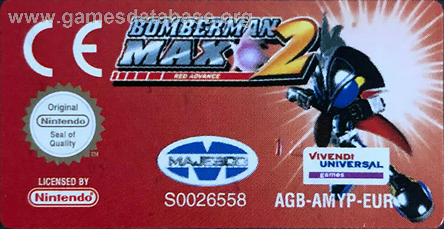 Bomberman Max 2: Red Advance - Nintendo Game Boy Advance - Artwork - Cartridge Top