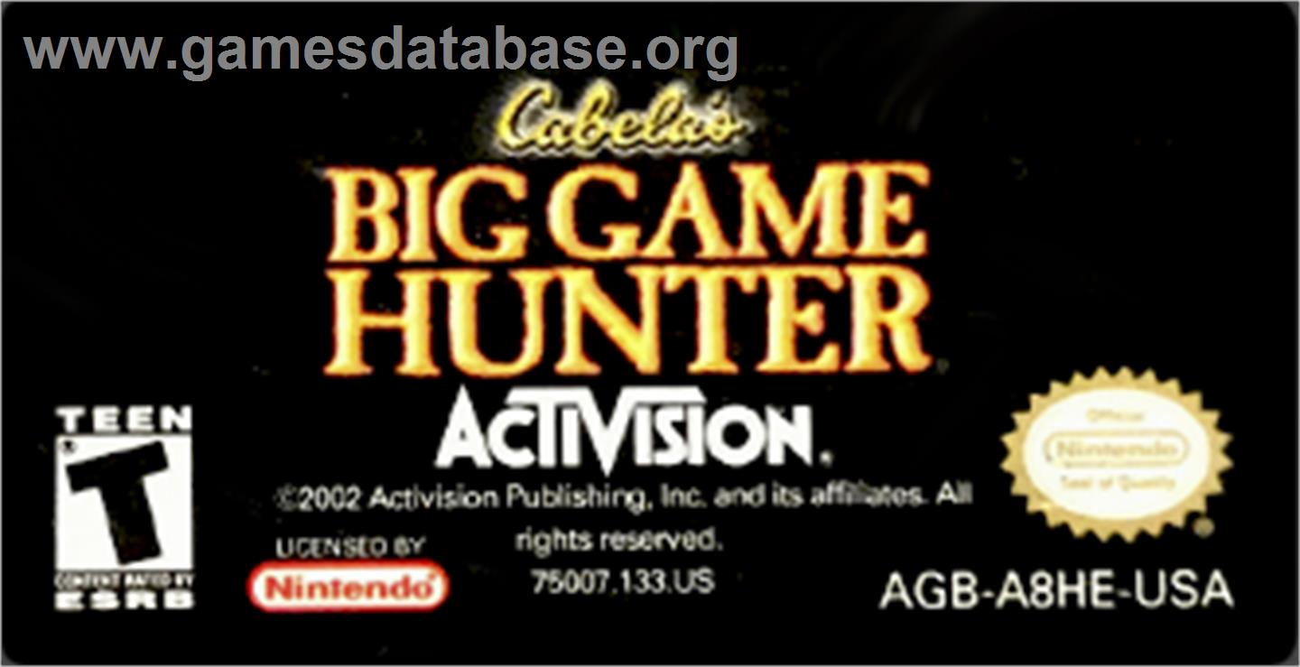 Cabela's Big Game Hunter - Nintendo Game Boy Advance - Artwork - Cartridge Top