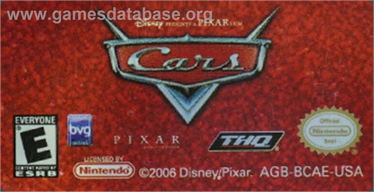 Cars - Nintendo Game Boy Advance - Artwork - Cartridge Top