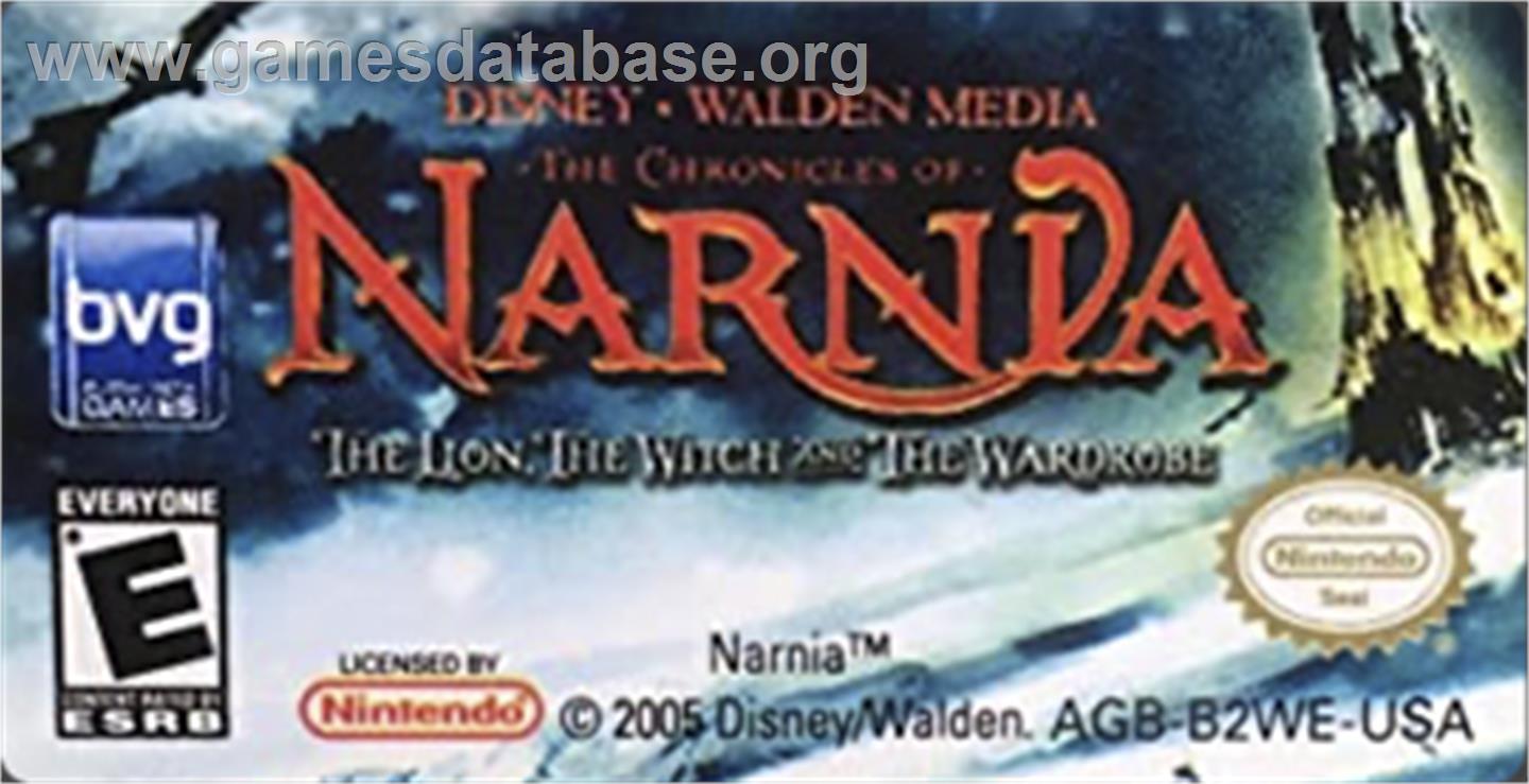 Chronicles Of Narnia, The - The Lion, The Witch And The Wardrobe - Nintendo Game Boy Advance - Artwork - Cartridge Top