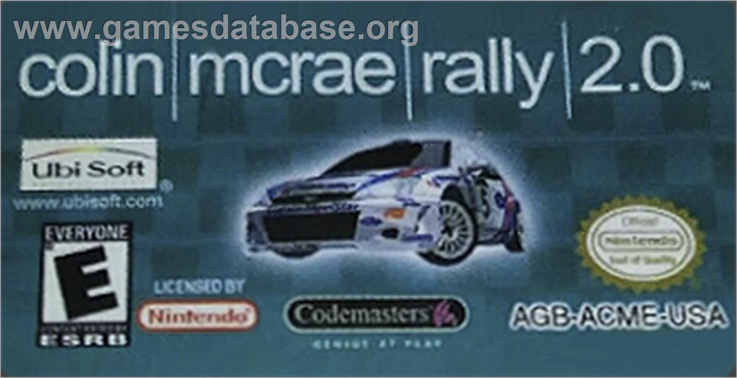 Colin McRae Rally 2.0 - Nintendo Game Boy Advance - Artwork - Cartridge Top