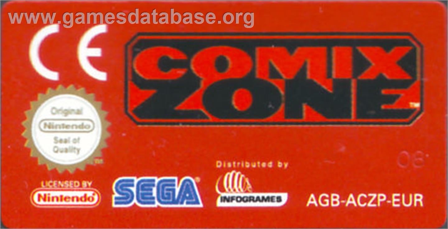 Comix Zone - Nintendo Game Boy Advance - Artwork - Cartridge Top