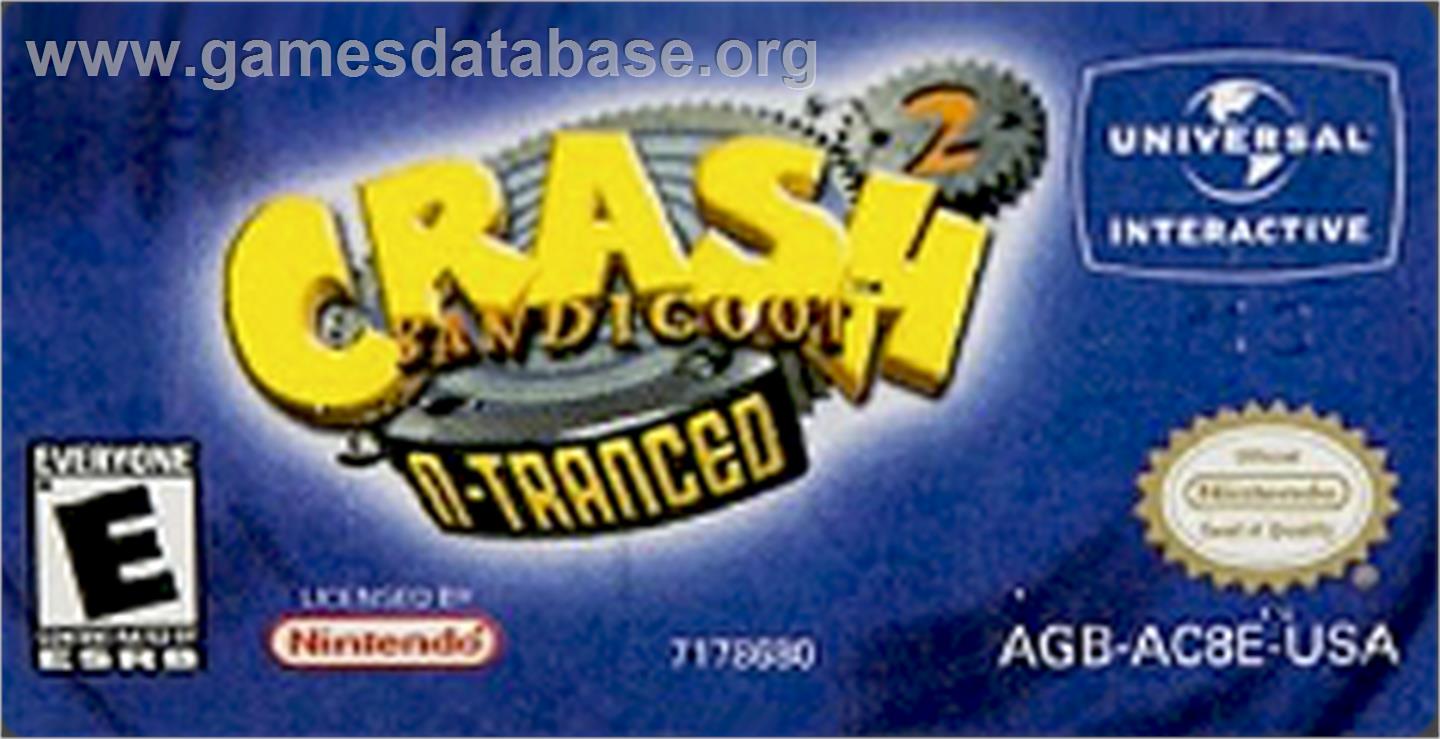Crash Bandicoot 2: N-Tranced - Nintendo Game Boy Advance - Artwork - Cartridge Top