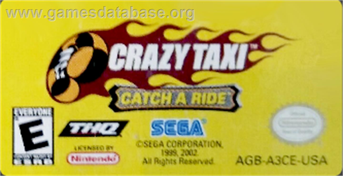 Crazy Taxi - Catch A Ride - Nintendo Game Boy Advance - Artwork - Cartridge Top