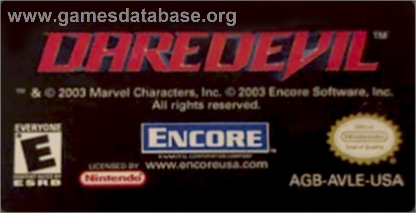 Daredevil - Nintendo Game Boy Advance - Artwork - Cartridge Top