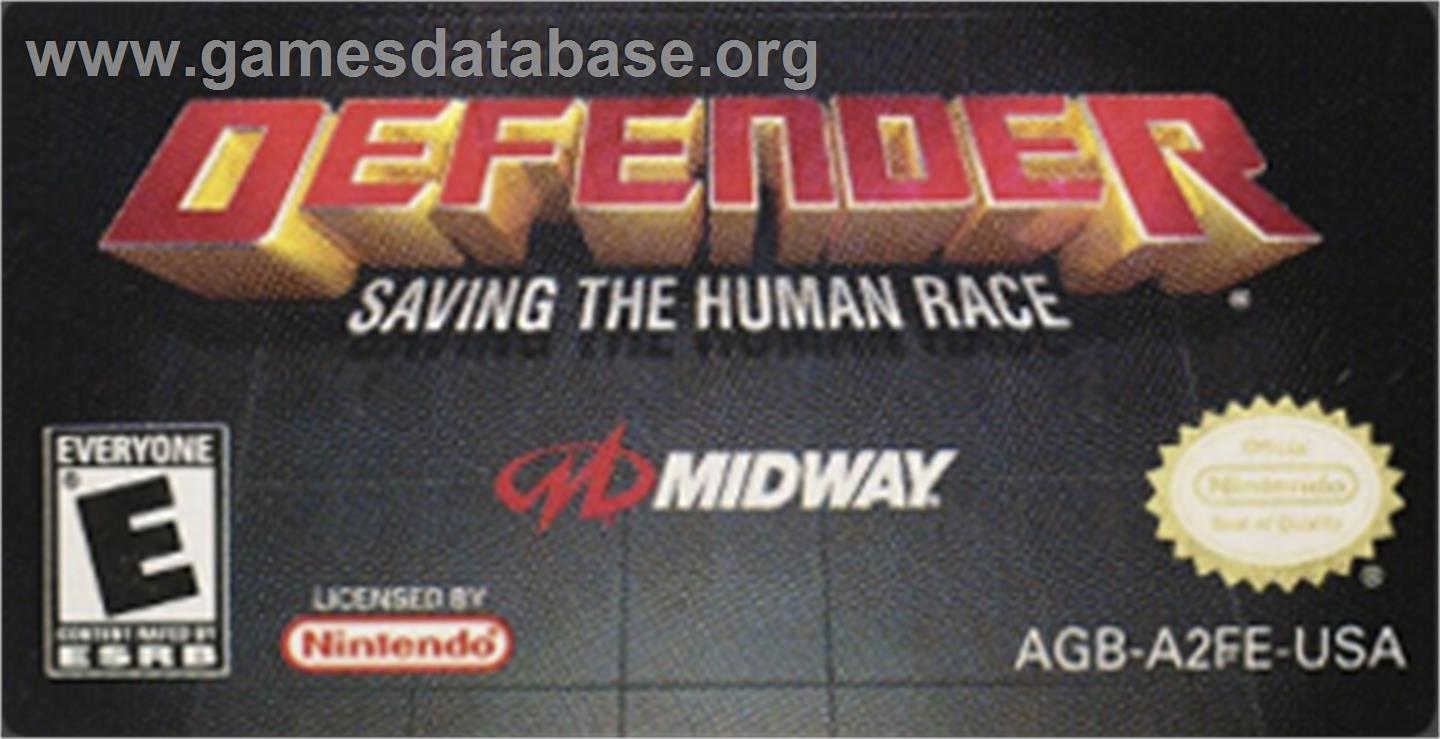 Defender - Nintendo Game Boy Advance - Artwork - Cartridge Top