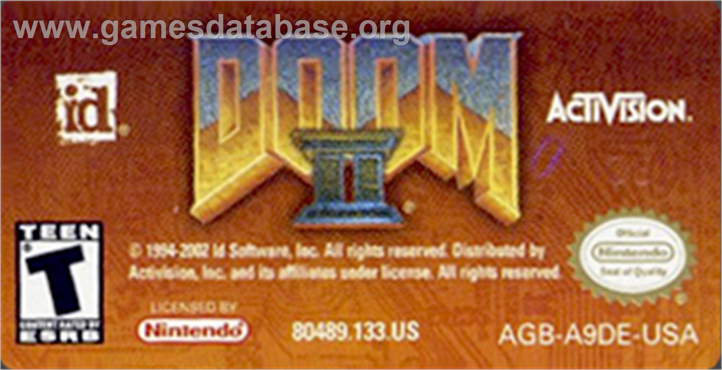 Doom 2 - Nintendo Game Boy Advance - Artwork - Cartridge Top