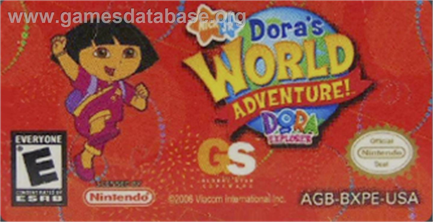 Dora The Explorer - Dora's World Adventure! - Nintendo Game Boy Advance - Artwork - Cartridge Top