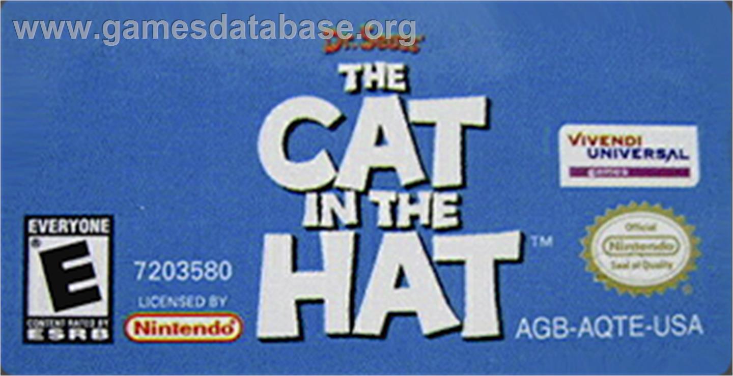 Dr. Seuss' The Cat in the Hat - Nintendo Game Boy Advance - Artwork - Cartridge Top