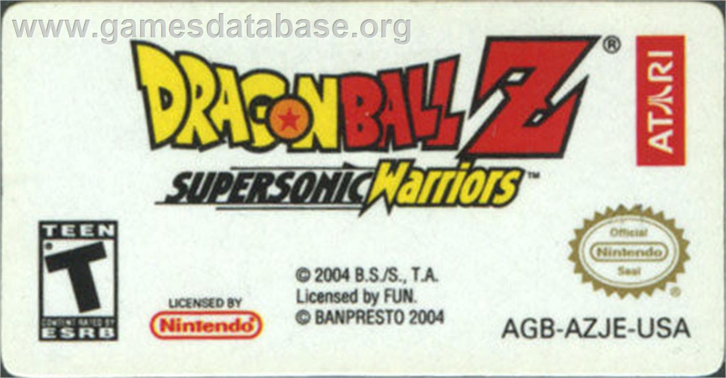 Dragon Ball Z - Supersonic Warriors - Nintendo Game Boy Advance - Artwork - Cartridge Top