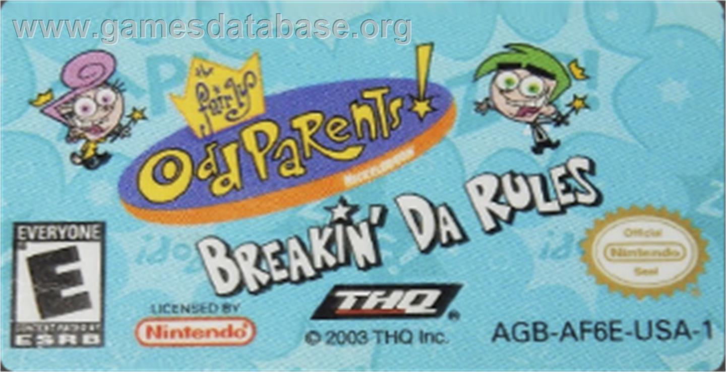 Fairly OddParents: Breakin' Da Rules - Nintendo Game Boy Advance - Artwork - Cartridge Top
