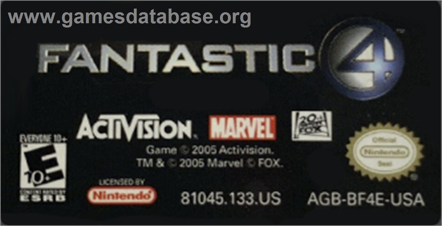 Fantastic 4 - Nintendo Game Boy Advance - Artwork - Cartridge Top