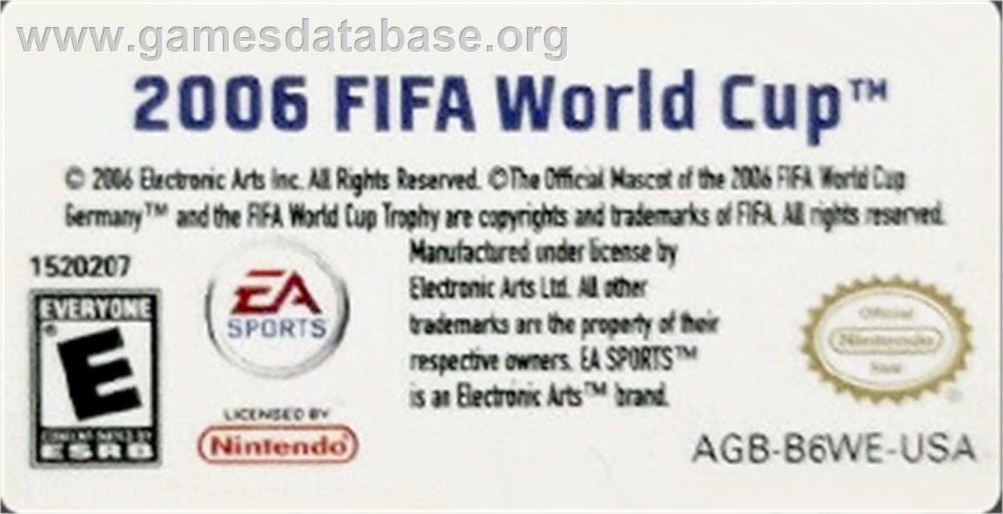 Fifa World Cup - Germany 2006 - Nintendo Game Boy Advance - Artwork - Cartridge Top
