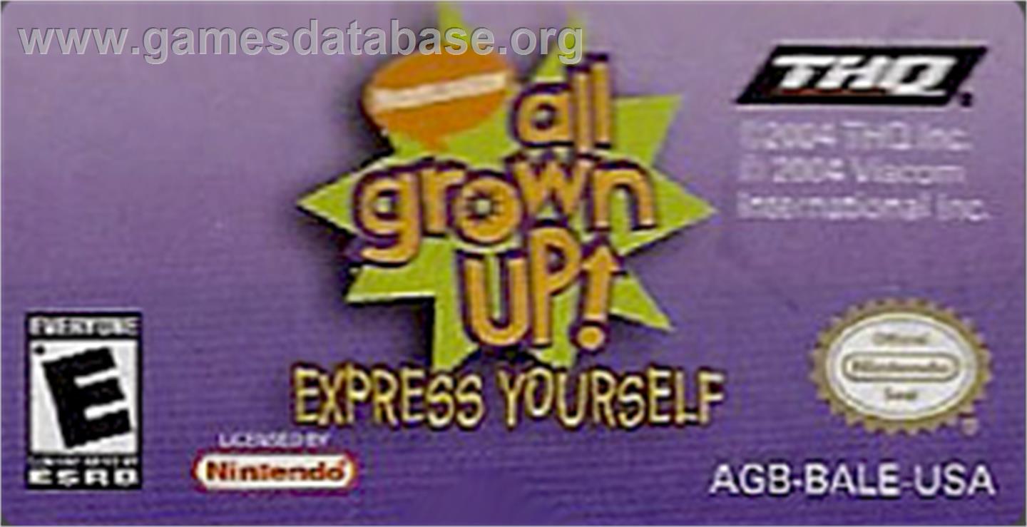 Game Boy Advance Video - All Grown Up! - Volume 1 - Nintendo Game Boy Advance - Artwork - Cartridge Top
