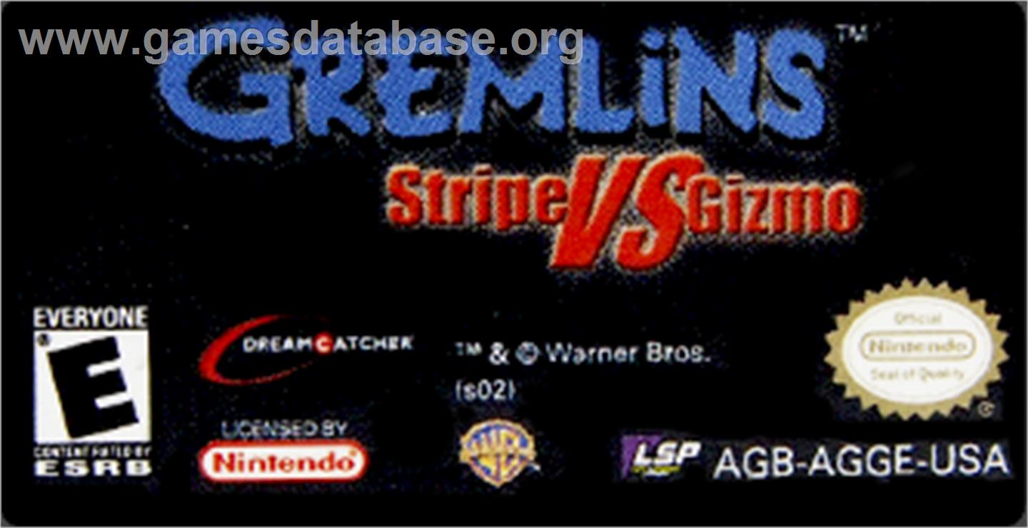 Gremlins - Stripe Vs Gizmo - Nintendo Game Boy Advance - Artwork - Cartridge Top