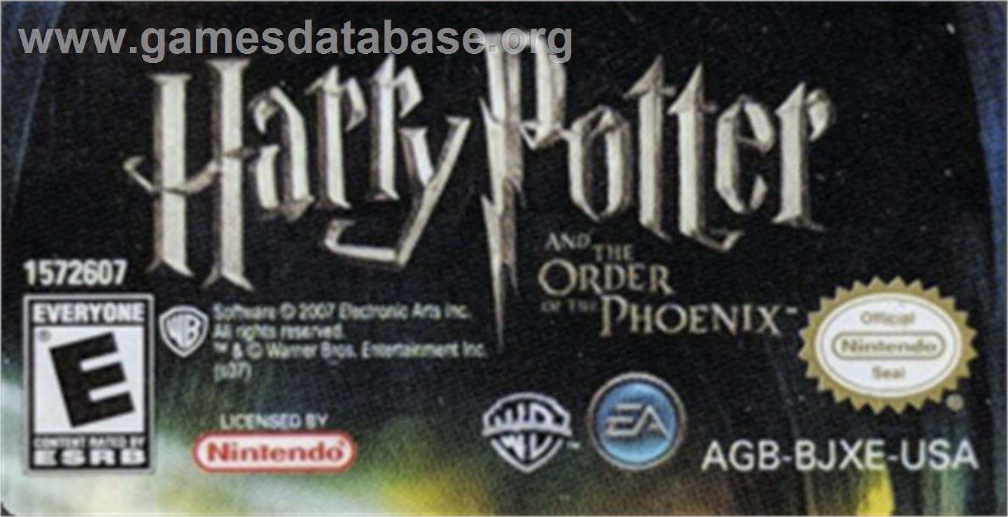 Harry Potter and the Order of the Phoenix - Nintendo Game Boy Advance - Artwork - Cartridge Top