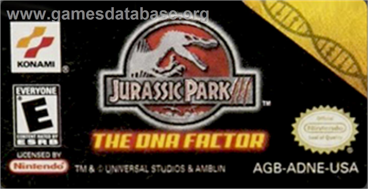 Jurassic Park III: The DNA Factor - Nintendo Game Boy Advance - Artwork - Cartridge Top