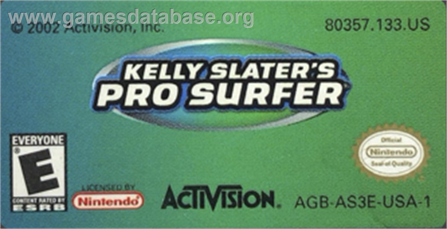 Kelly Slater's Pro Surfer - Nintendo Game Boy Advance - Artwork - Cartridge Top