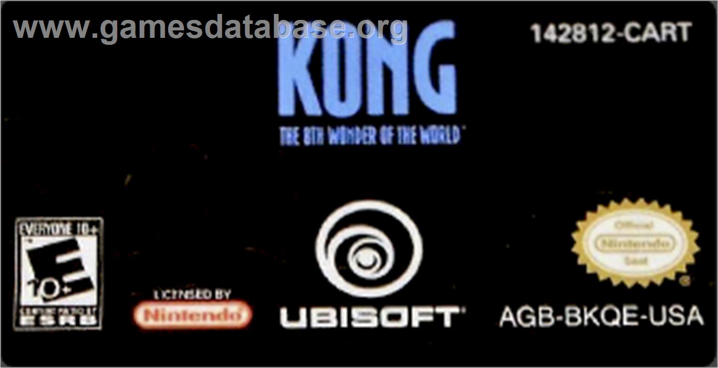 King Kong - The Official Game of the Movie - Nintendo Game Boy Advance - Artwork - Cartridge Top