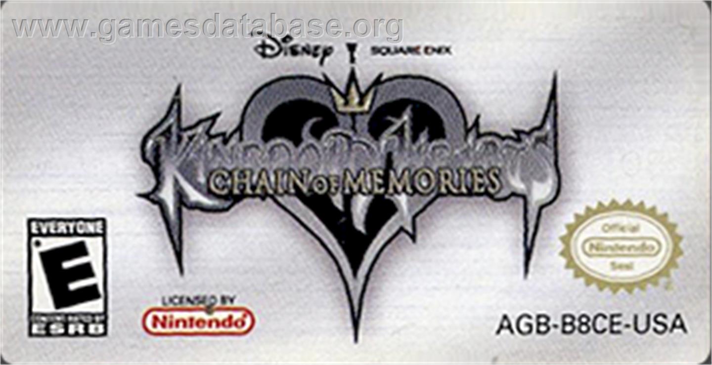 Kingdom Hearts - Chain Of Memories - Nintendo Game Boy Advance - Artwork - Cartridge Top