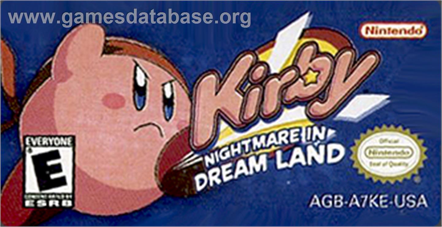 Kirby: Nightmare in Dreamland - Nintendo Game Boy Advance - Artwork - Cartridge Top