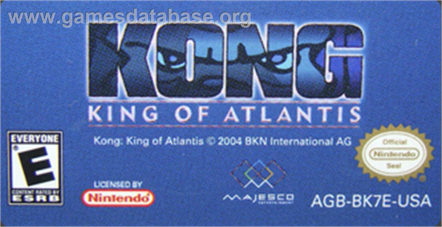 Kong - King In Atlantis - Nintendo Game Boy Advance - Artwork - Cartridge Top